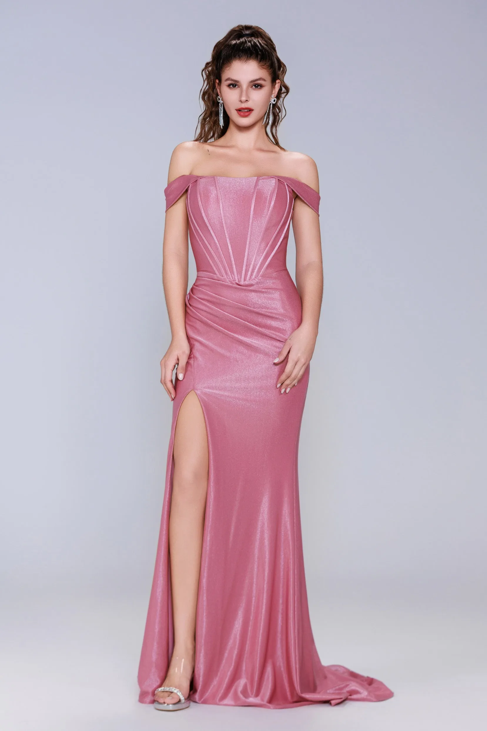 Sheath-Column Sweep-Brush Train Stretch Satin Prom Dress CS1055 sold by Cocomelody product image thumbnail 3