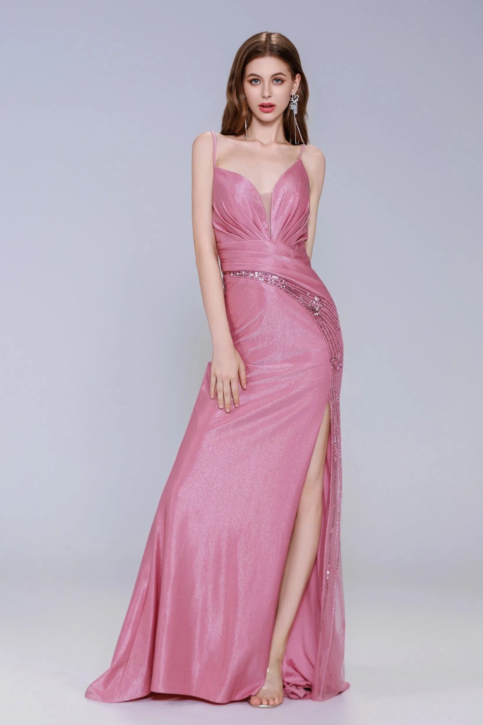 Sheath-Column Sweep-Brush Train Stretch Satin Prom Dress CS1054 sold by Cocomelody
