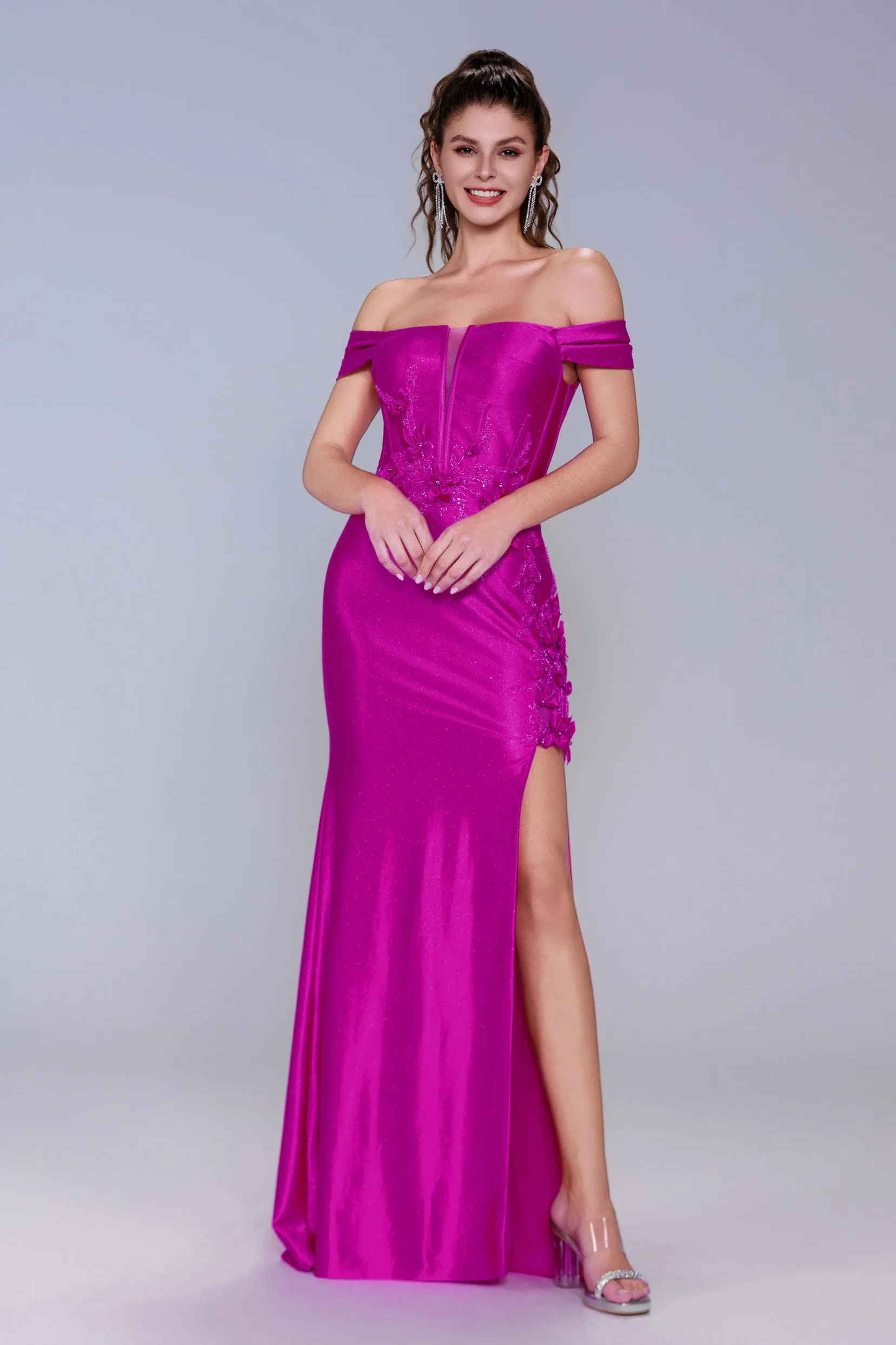 Sheath-Column Sweep-Brush Train Stretch Satin Prom Dress CS1050 sold by Cocomelody