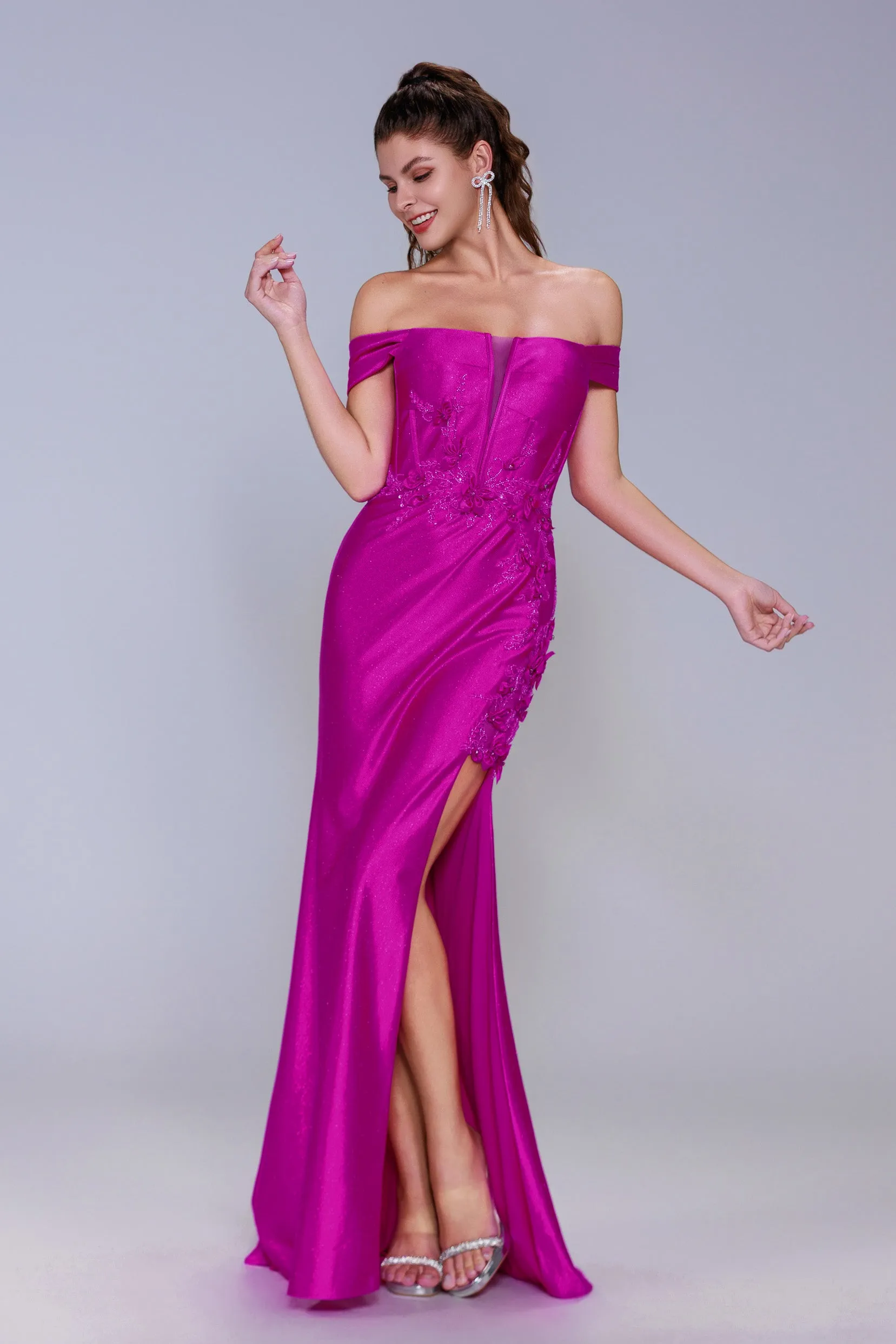 Sheath-Column Sweep-Brush Train Stretch Satin Prom Dress CS1050 sold by Cocomelody product image thumbnail 4