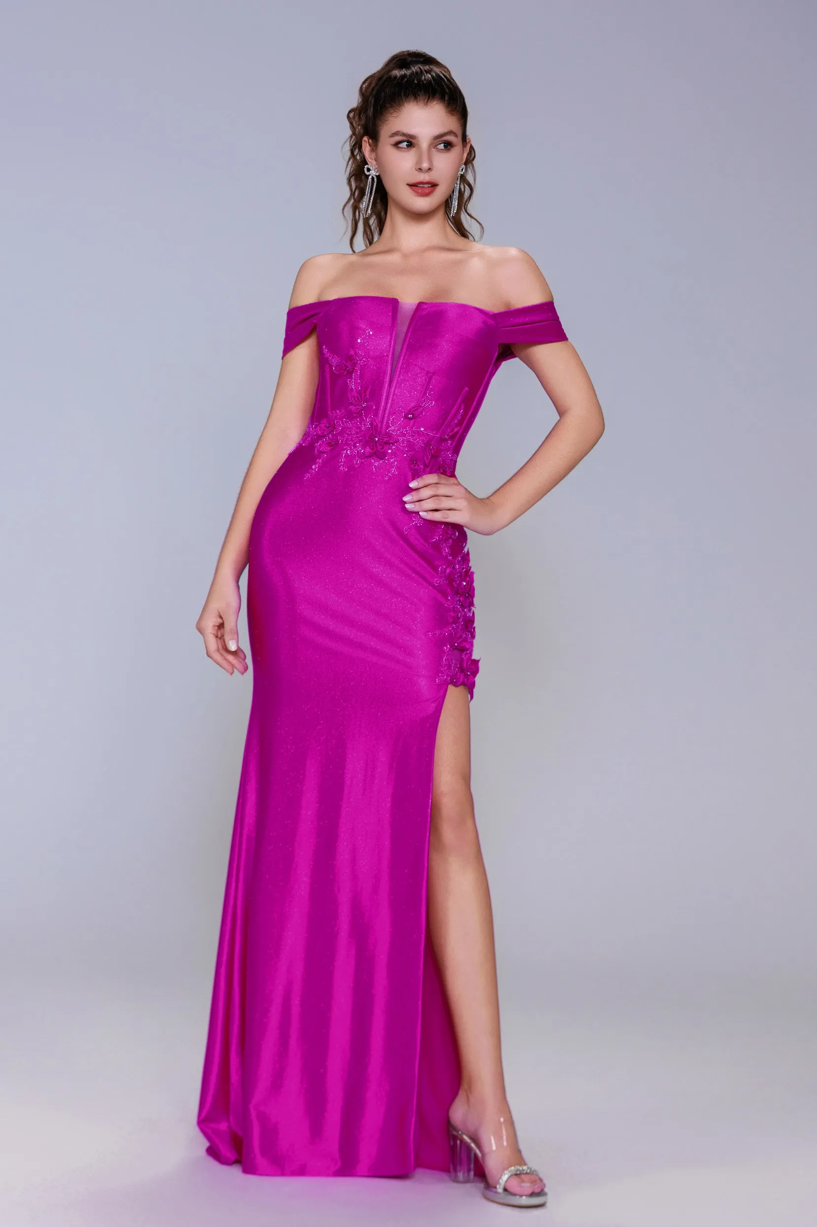 Sheath-Column Sweep-Brush Train Stretch Satin Prom Dress CS1050 sold by Cocomelody product image thumbnail 5