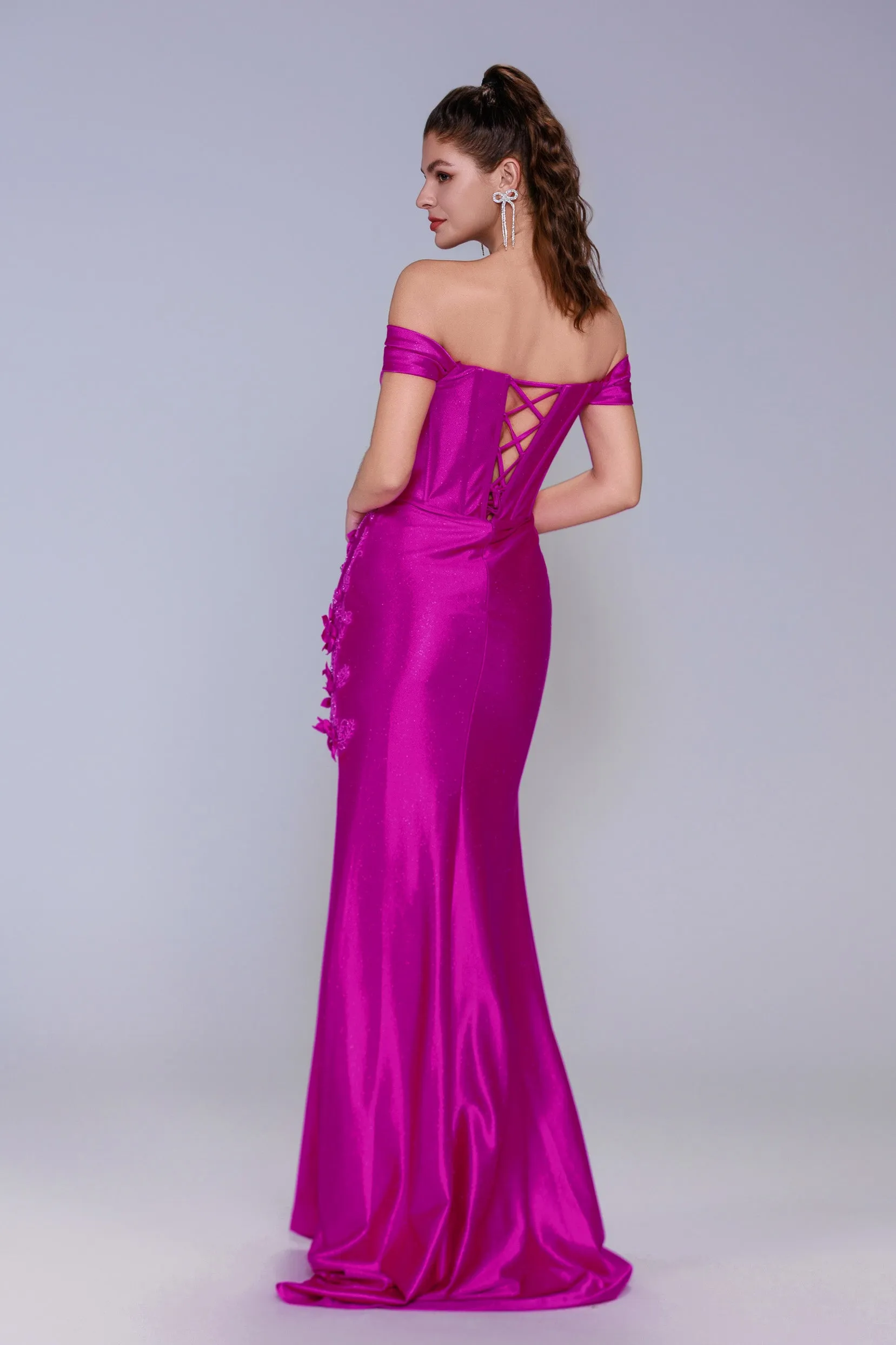 Sheath-Column Sweep-Brush Train Stretch Satin Prom Dress CS1050 sold by Cocomelody product image thumbnail 2