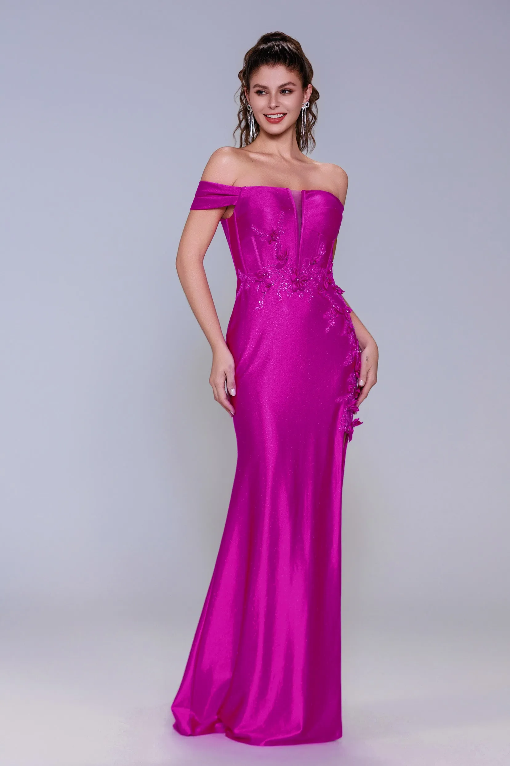 Sheath-Column Sweep-Brush Train Stretch Satin Prom Dress CS1050 sold by Cocomelody product image thumbnail 3