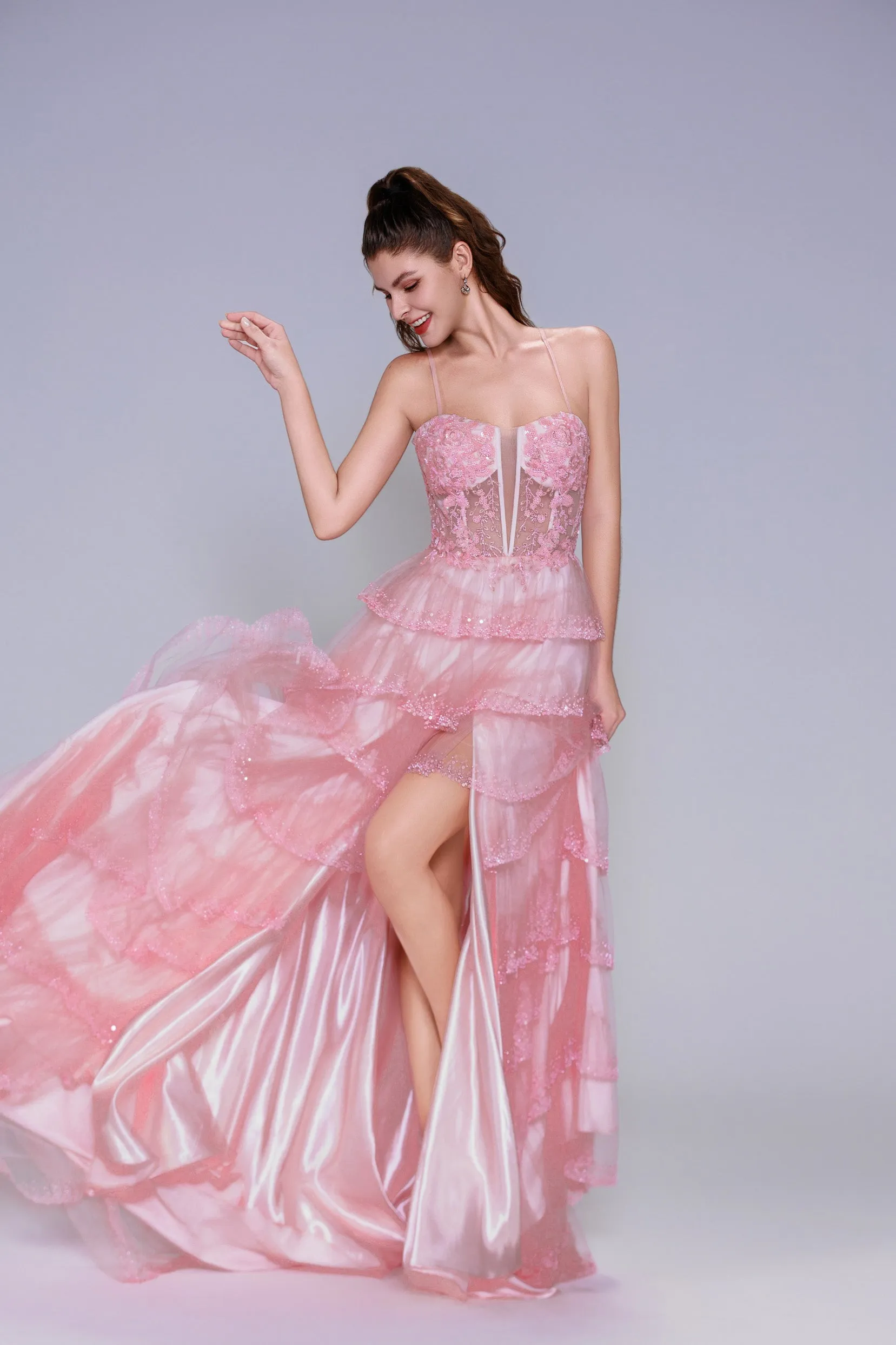 Ball Gown Sweep-Brush Train Tulle Prom Dress CS1048 sold by Cocomelody product image thumbnail 3