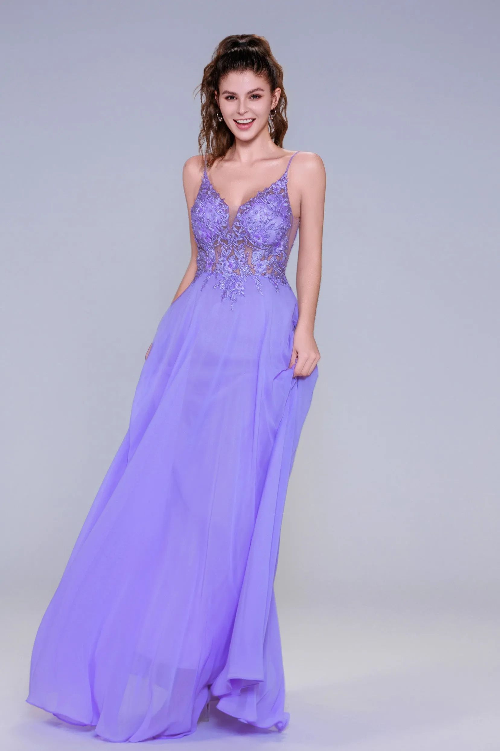 A-Line Maxi Chiffon Prom Dress CS1043 sold by Cocomelody product image thumbnail 4