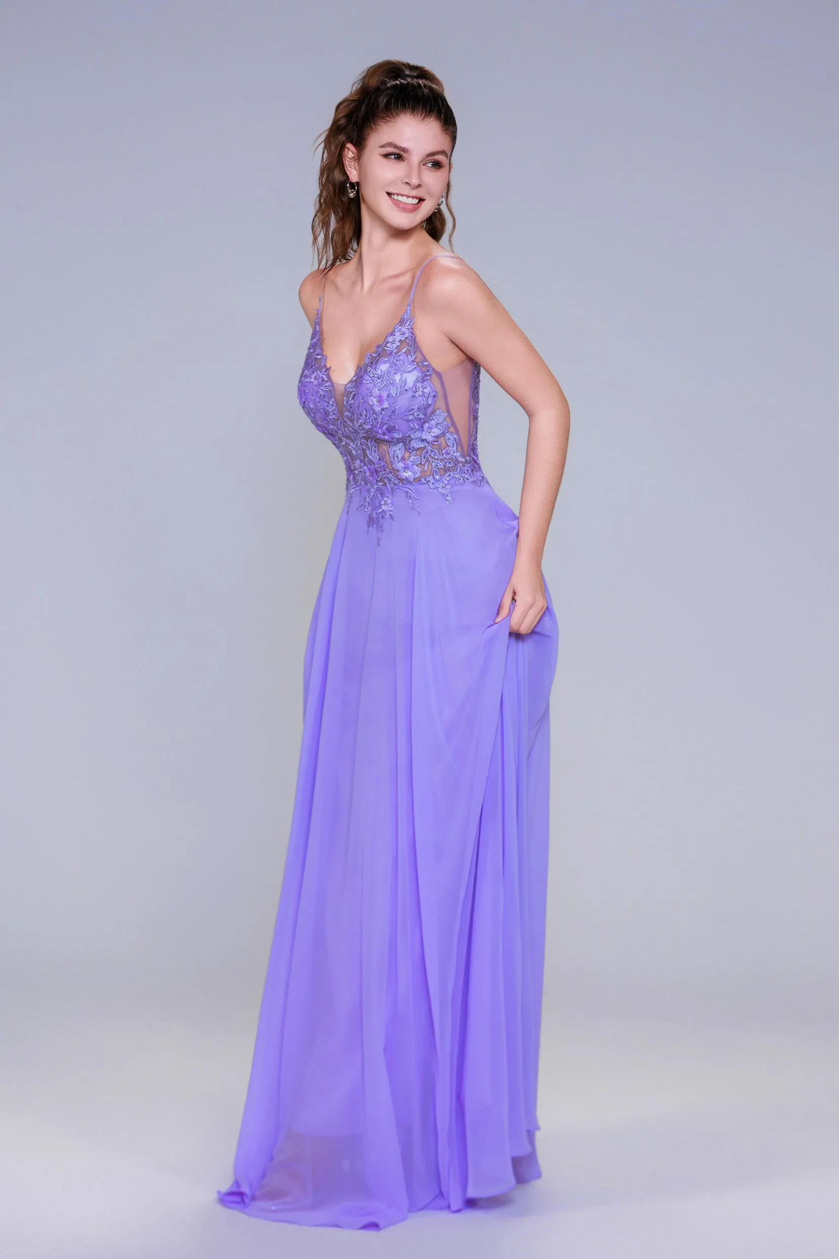 A-Line Maxi Chiffon Prom Dress CS1043 sold by Cocomelody product image thumbnail 5