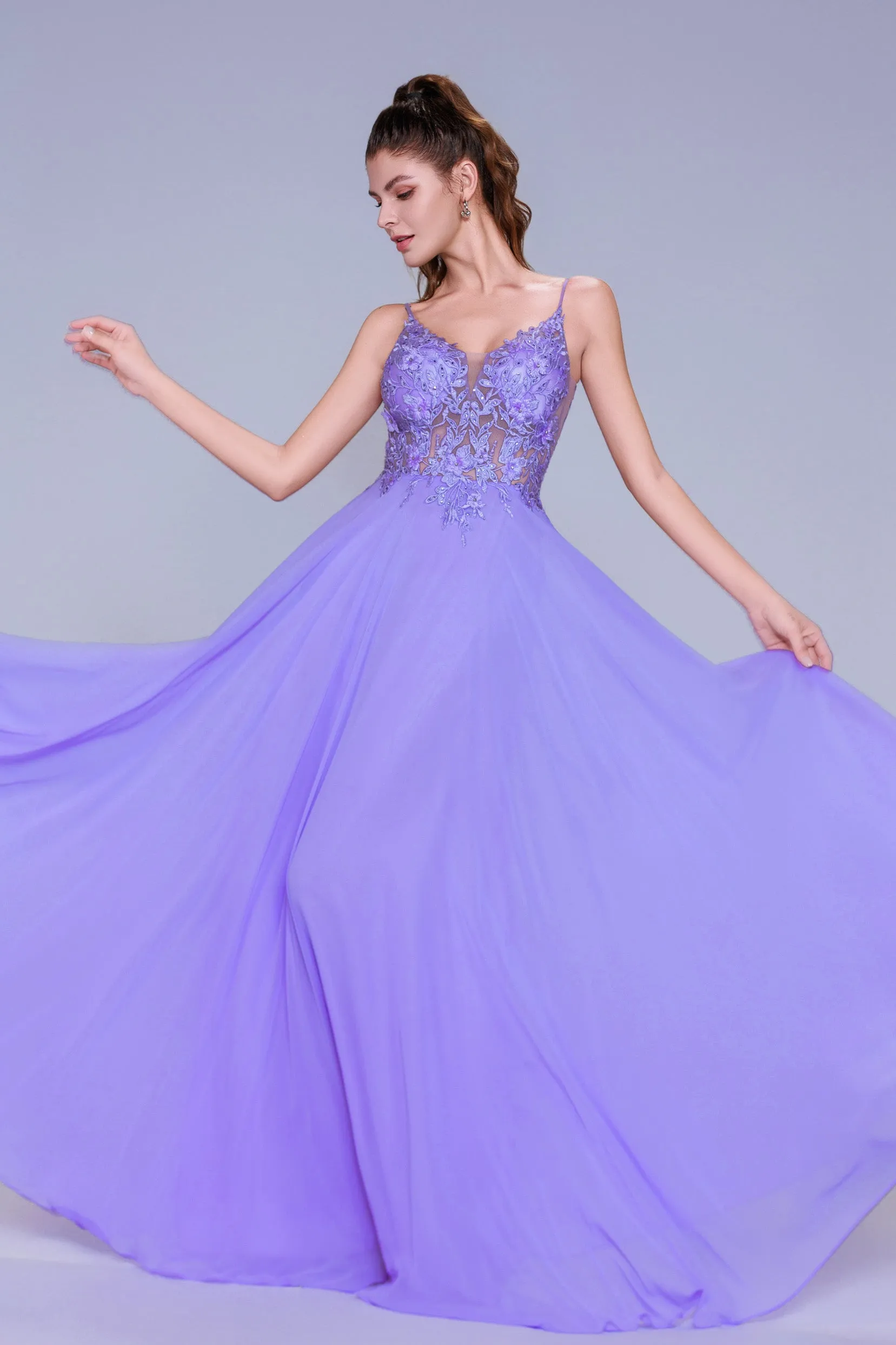 A-Line Maxi Chiffon Prom Dress CS1043 sold by Cocomelody product image thumbnail 3