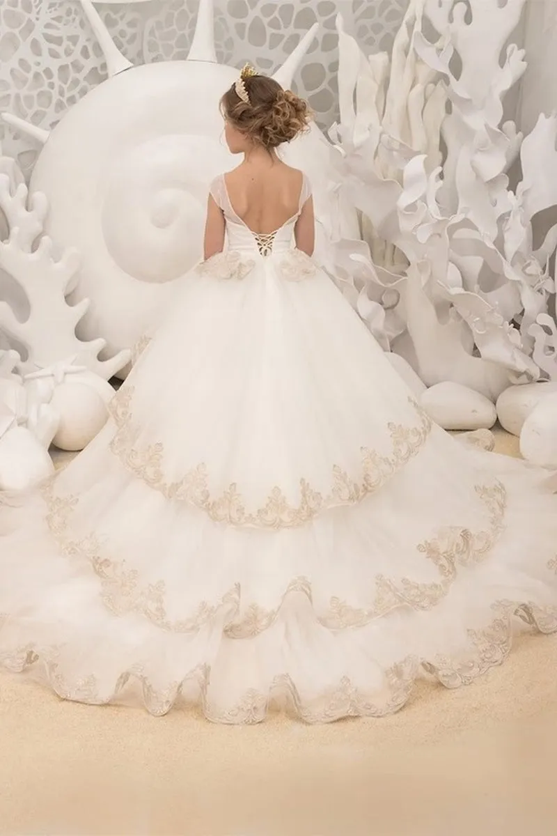 Ball Gown Court Train Tulle Lace Flower Girl Dress 737454268619 sold by Cocomelody product image thumbnail 2