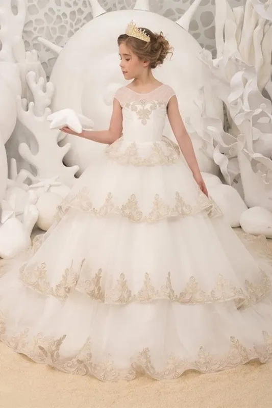 Ball Gown Court Train Tulle Lace Flower Girl Dress 737454268619 sold by Cocomelody