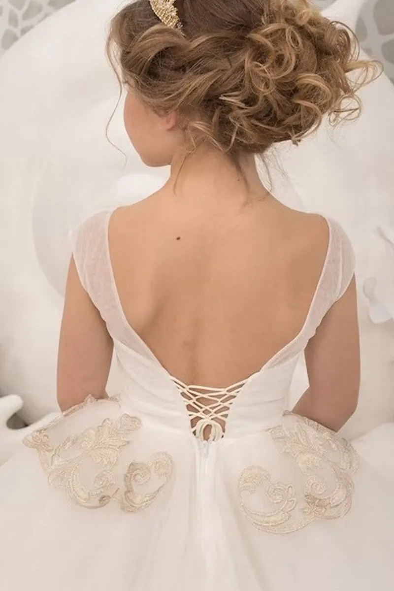 Ball Gown Court Train Tulle Lace Flower Girl Dress 737454268619 sold by Cocomelody product image thumbnail 3