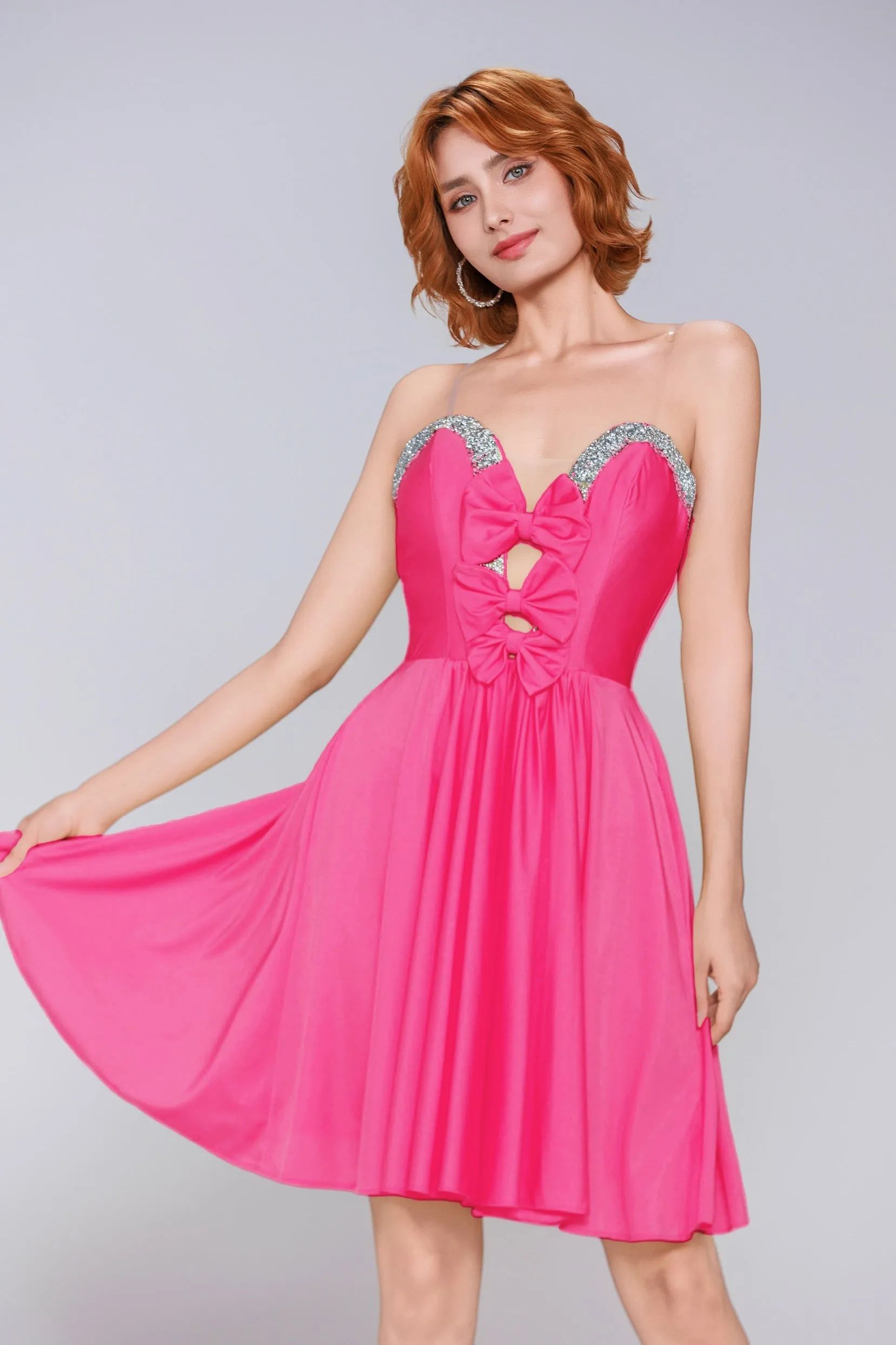 A-Line Mini Stretch Crepe Hoco Holiday Party Dress CS0980IS sold by Cocomelody product image thumbnail 4