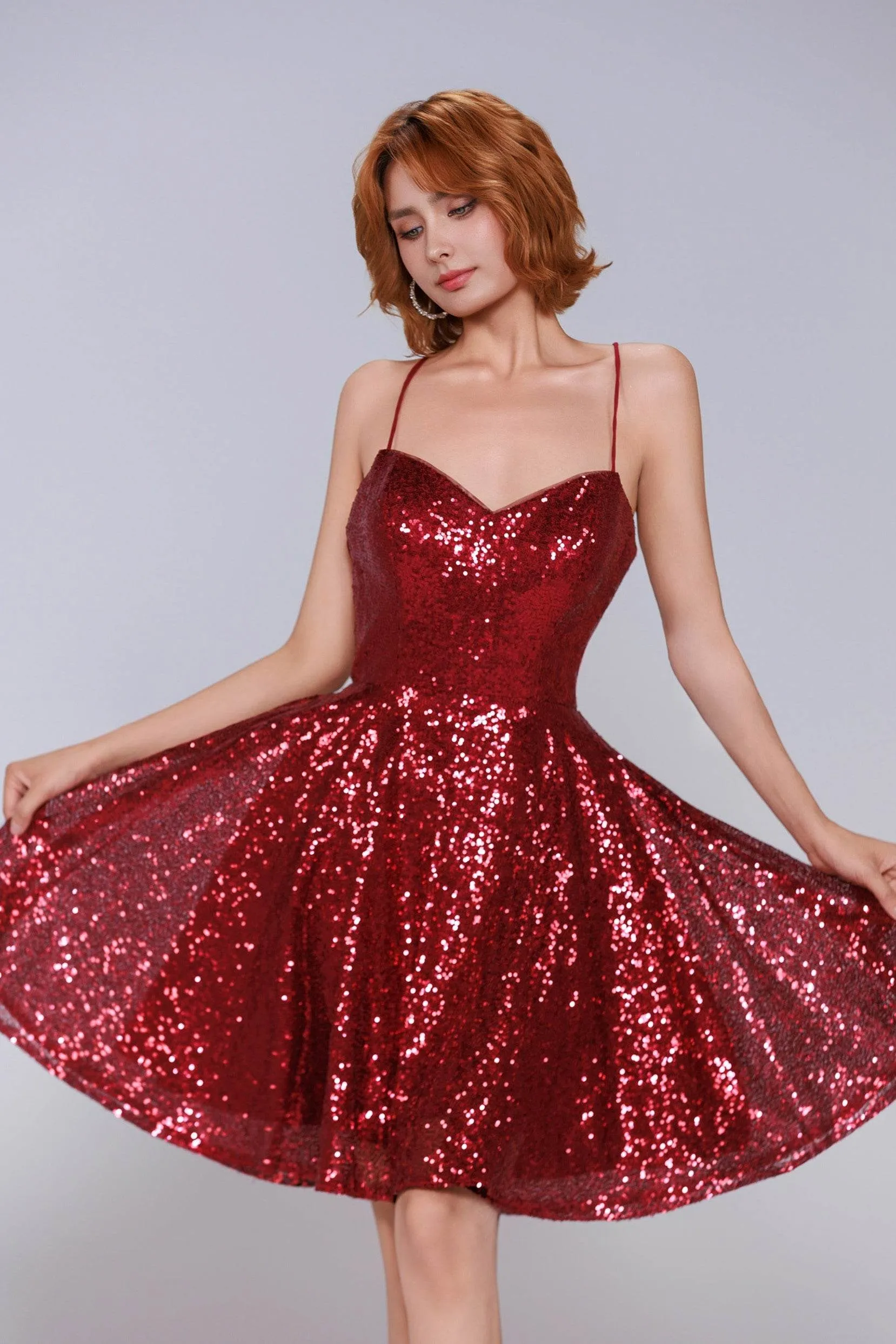 A-Line Mini Sequined Hoco Holiday Party Dress CS0983IS sold by Cocomelody