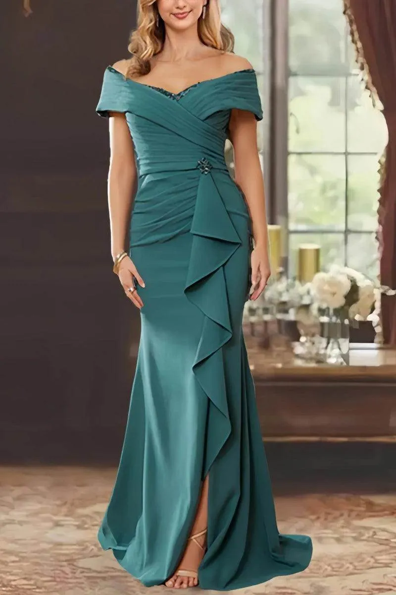 Sheath Off the Shoulder Sleeveless Floor Length Mother Dresses CM0379CR sold by Cocomelody