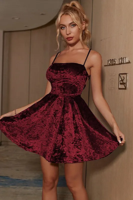 A-Line Mini Velvet Homecoming Dress 884748919017 sold by Cocomelody