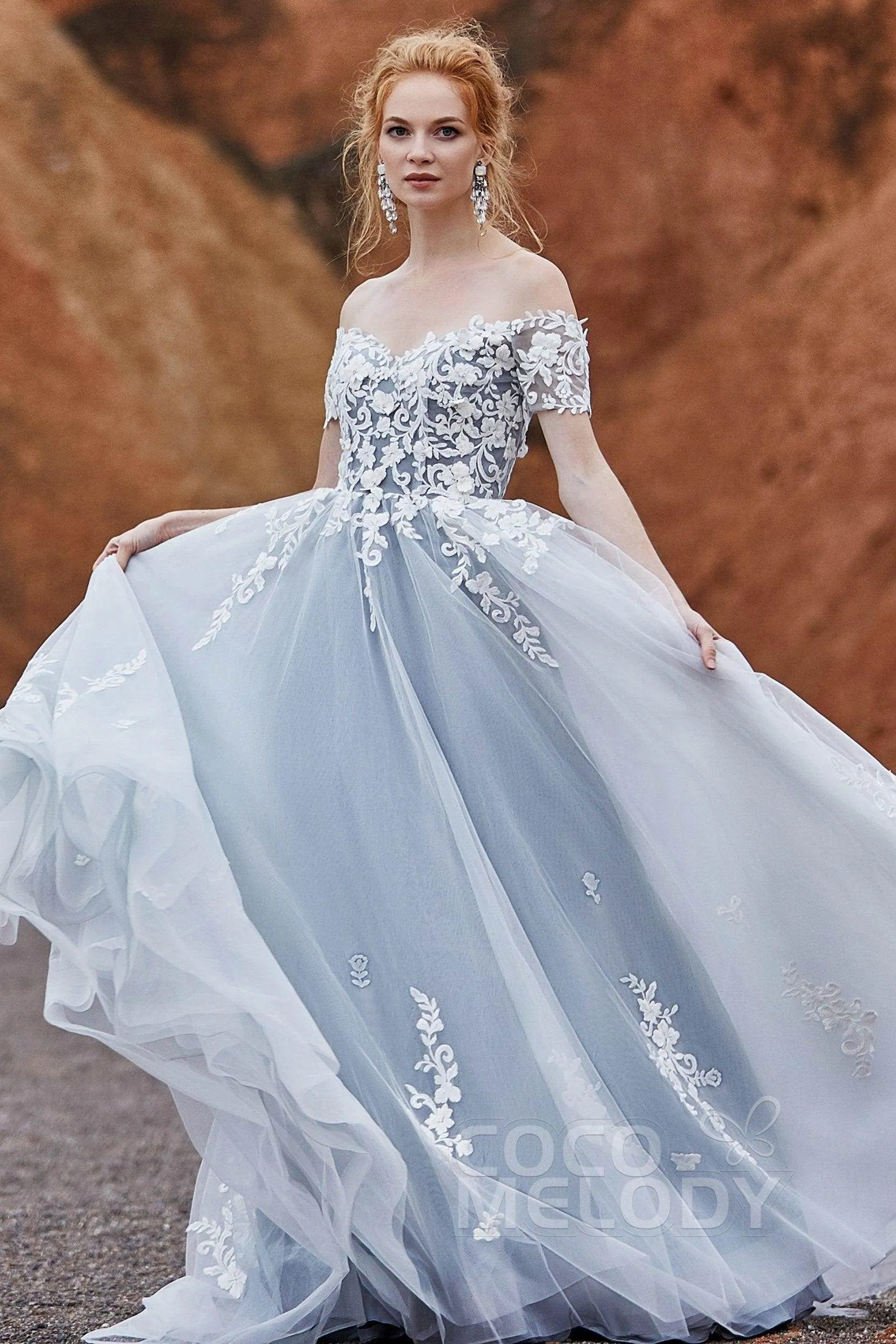 A-Line Sweep-Brush Train Tulle Gothic Wedding Dress LD5830CR sold by Cocomelody product image thumbnail 4