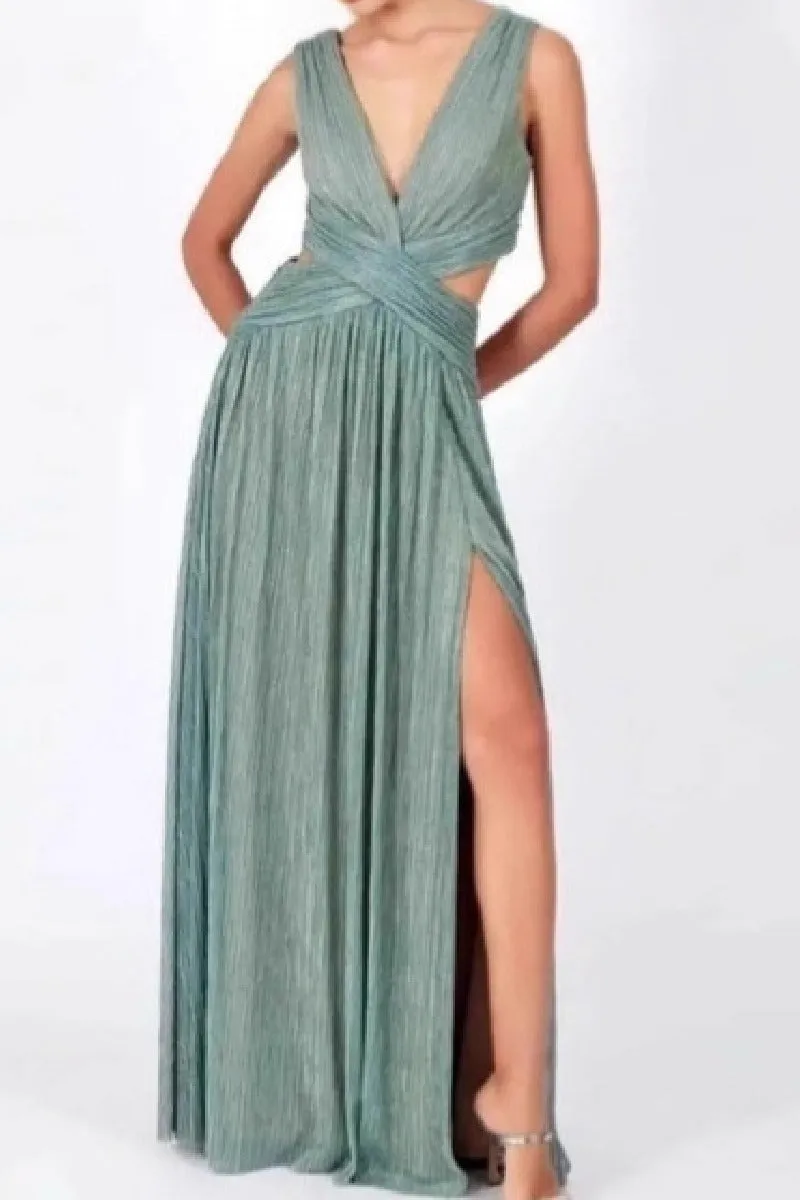 A-Line Maxi Bronzing Fabric Dress 969040775868 sold by Cocomelody product image thumbnail 5