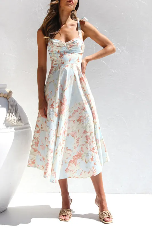 A-Line Midi Printed Chiffon Dress 782420913896 sold by Cocomelody