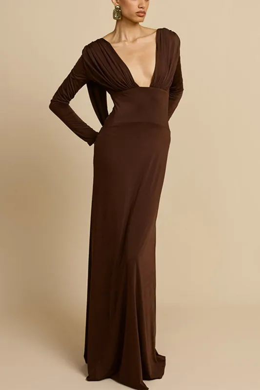 Sheath-Column Maxi Knitted Fabric Dress 962163073803 sold by Cocomelody