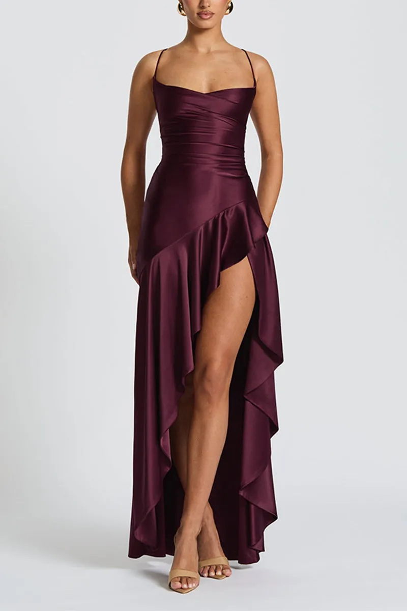 Asymmetrical High-Low Forged Chiffon Dress 954200659160 sold by Cocomelody