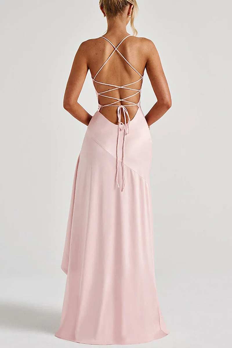 Asymmetrical High-Low Forged Chiffon Dress 954200659160 sold by Cocomelody product image thumbnail 5