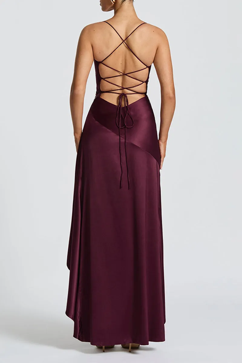 Asymmetrical High-Low Forged Chiffon Dress 954200659160 sold by Cocomelody product image thumbnail 2