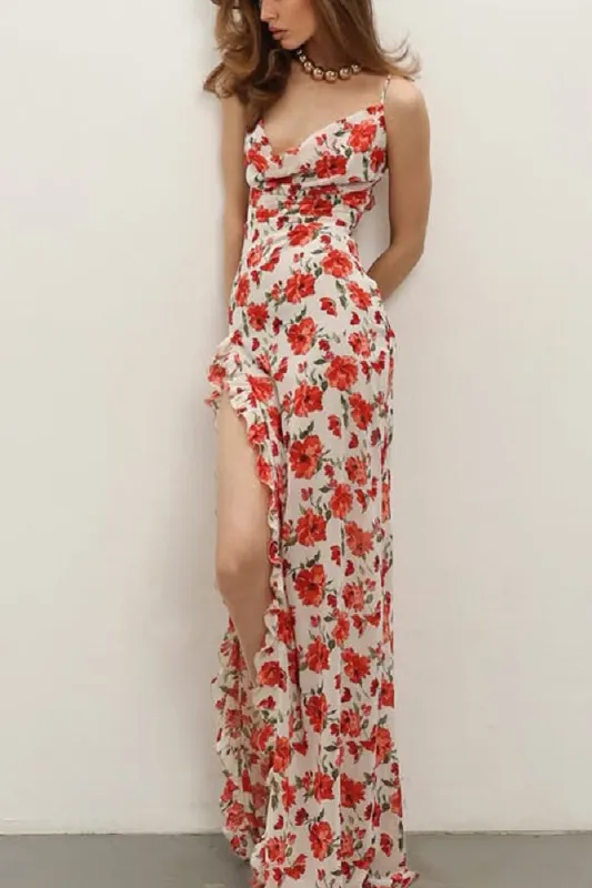 Sheath-Column Maxi Printed Chiffon Dress 958527019974 sold by Cocomelody