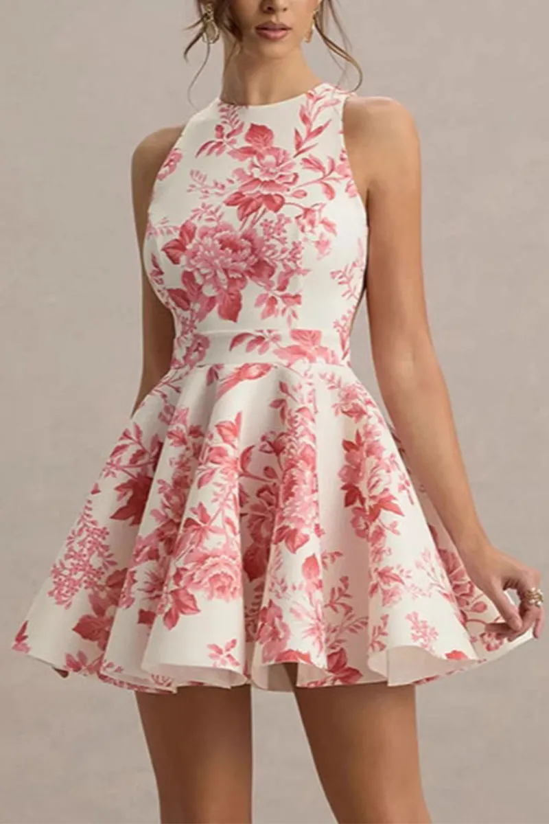 A-Line Mini Print Casual Wedding Guest Dresses 897041198034 sold by Cocomelody