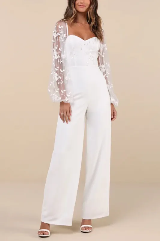 Sweetheart Floor Length Elastic Cloth Wedding Jumpsuit 906548526729 sold by Cocomelody