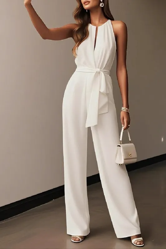 Halter Floor Length Elastic Cloth Wedding Jumpsuit 949852323242 sold by Cocomelody