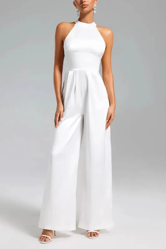 Halter Floor Length Chiffon Wedding Jumpsuit 857509518185 sold by Cocomelody