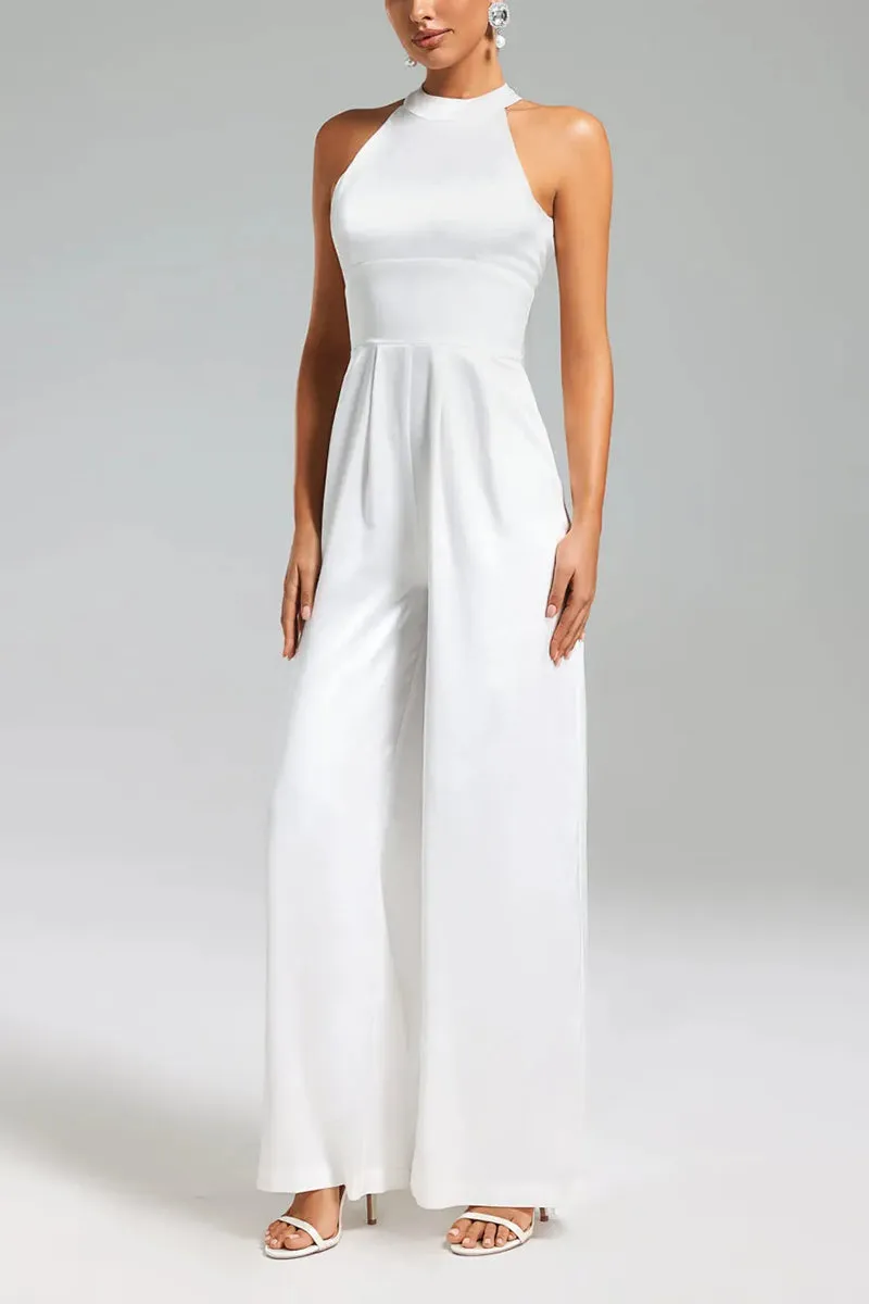 Halter Floor Length Chiffon Wedding Jumpsuit 857509518185 sold by Cocomelody product image thumbnail 2