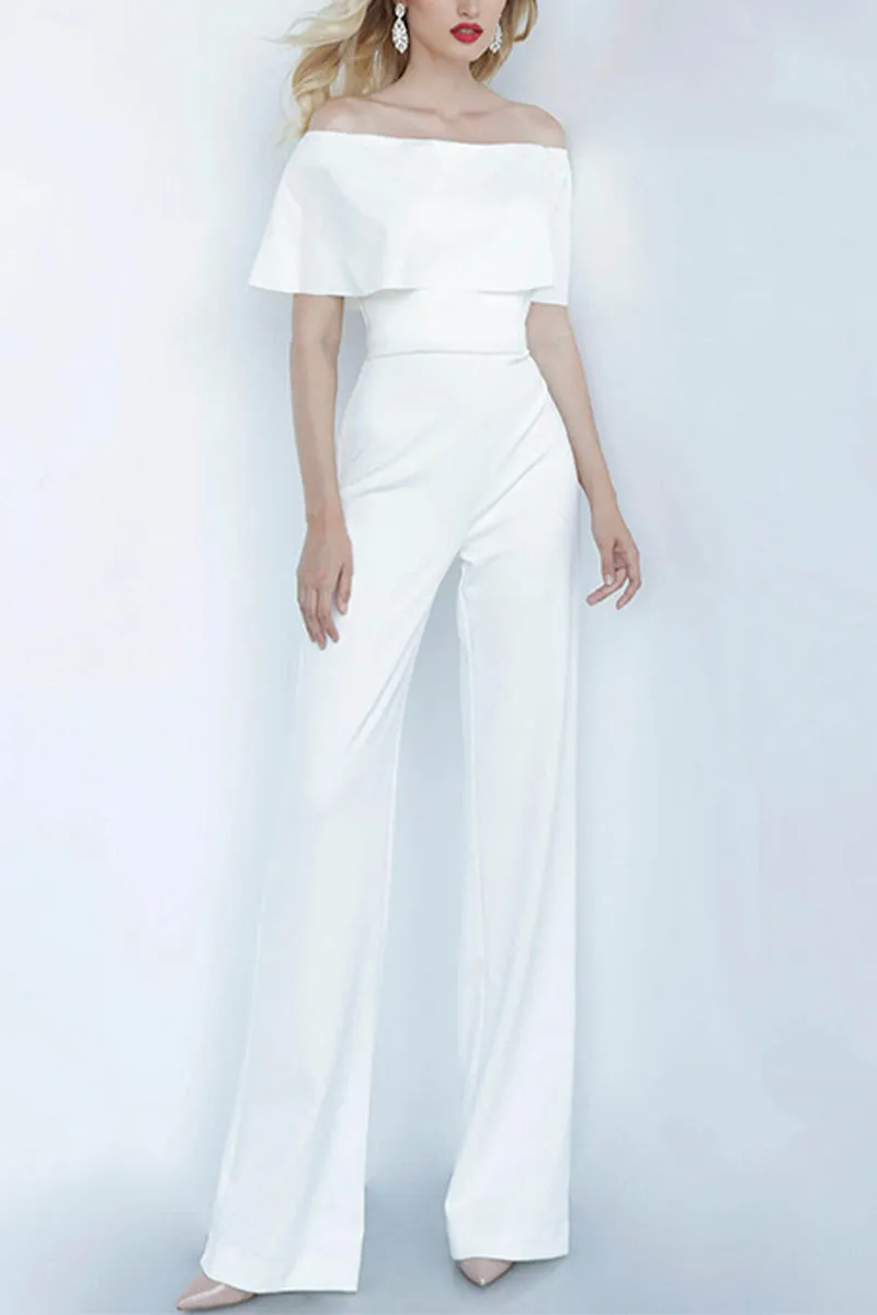 Off The Shoulder Floor Length Chiffon Wedding Jumpsuit 673296288607 sold by Cocomelody