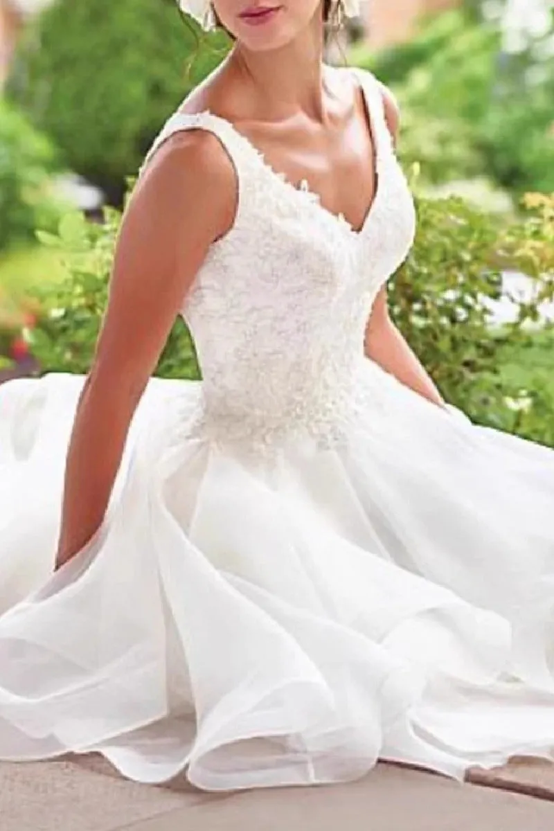 A-Line Midi Appliques Tulle Little White Dress 649961087264 sold by Cocomelody product image thumbnail 4