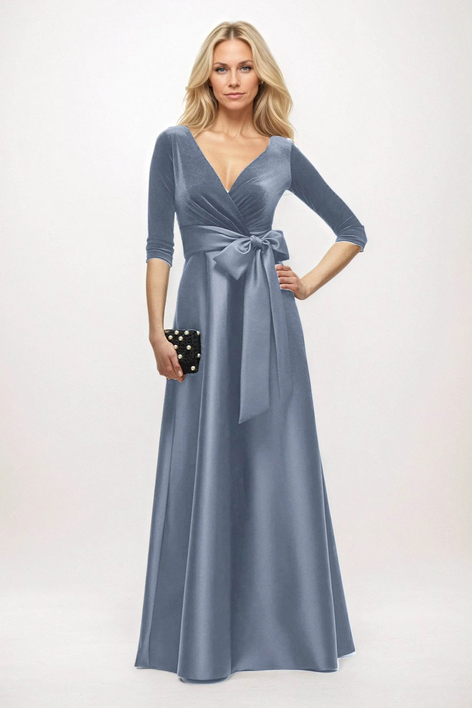 A-Line Maxi Velvet Satin Mother of the Bride Dresses CM0409 sold by Cocomelody product image thumbnail 5