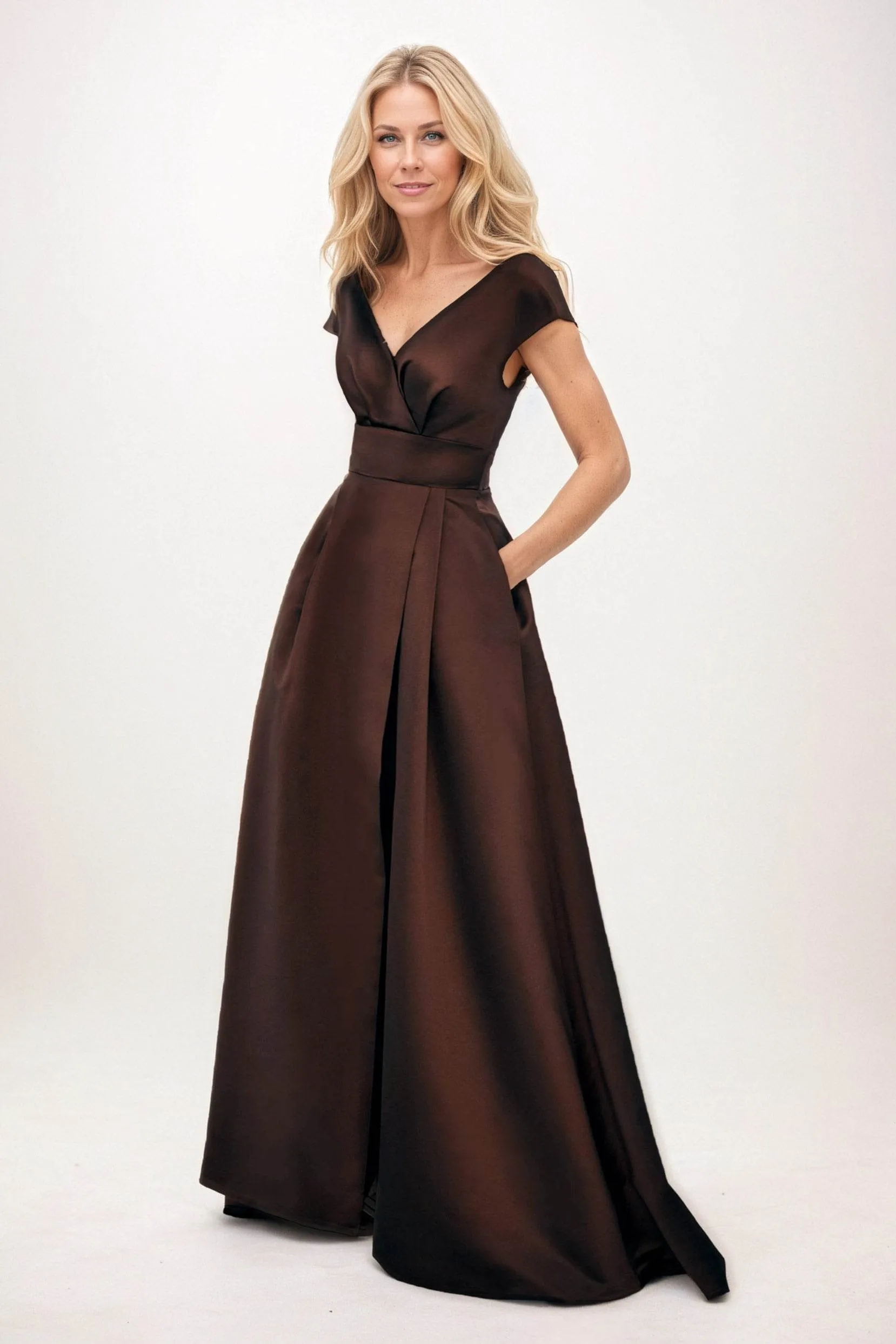 A-Line Maxi Satin Mother of the Bride Dresses CM0408 sold by Cocomelody product image thumbnail 5