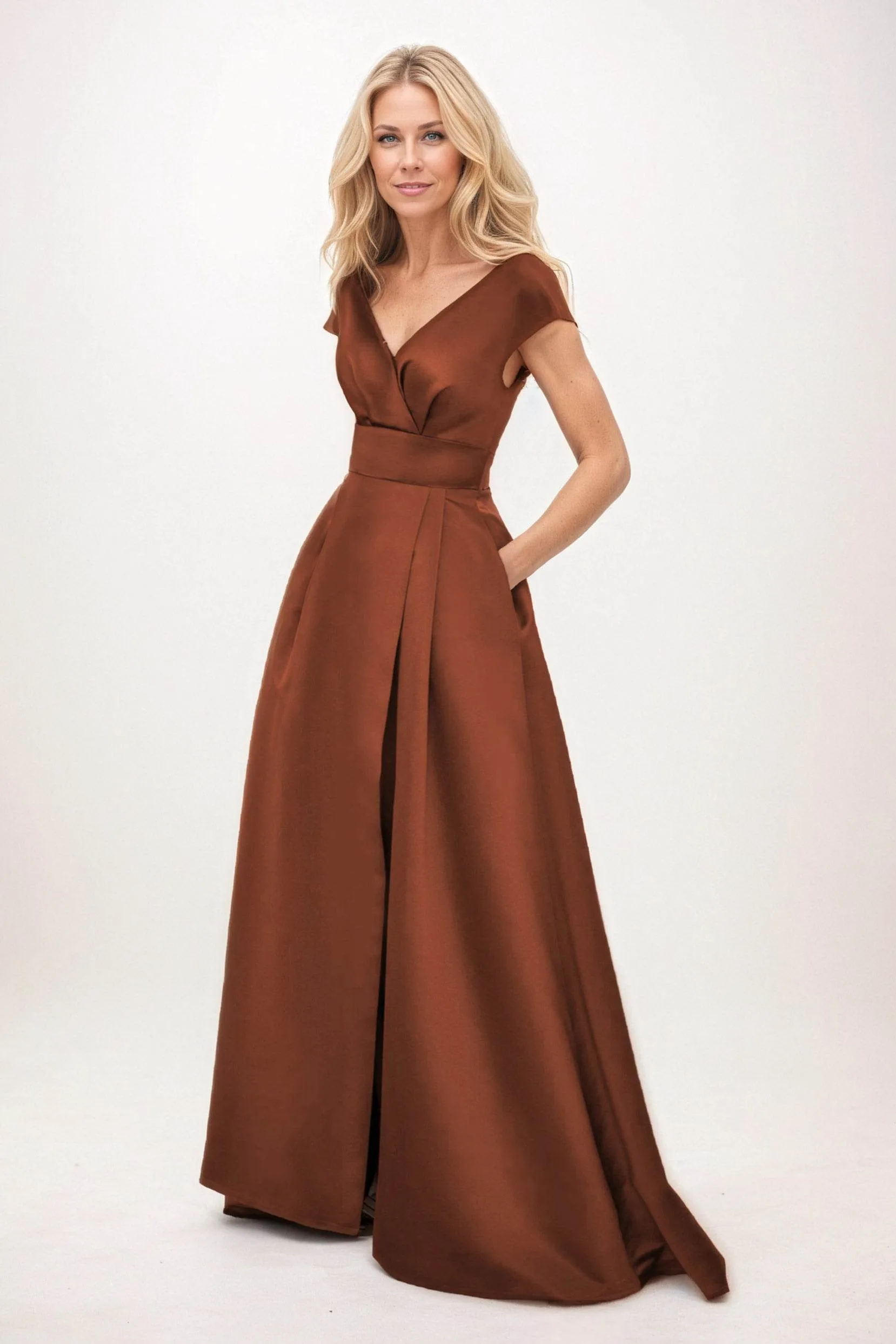 A-Line Maxi Satin Mother of the Bride Dresses CM0408 sold by Cocomelody product image thumbnail 4