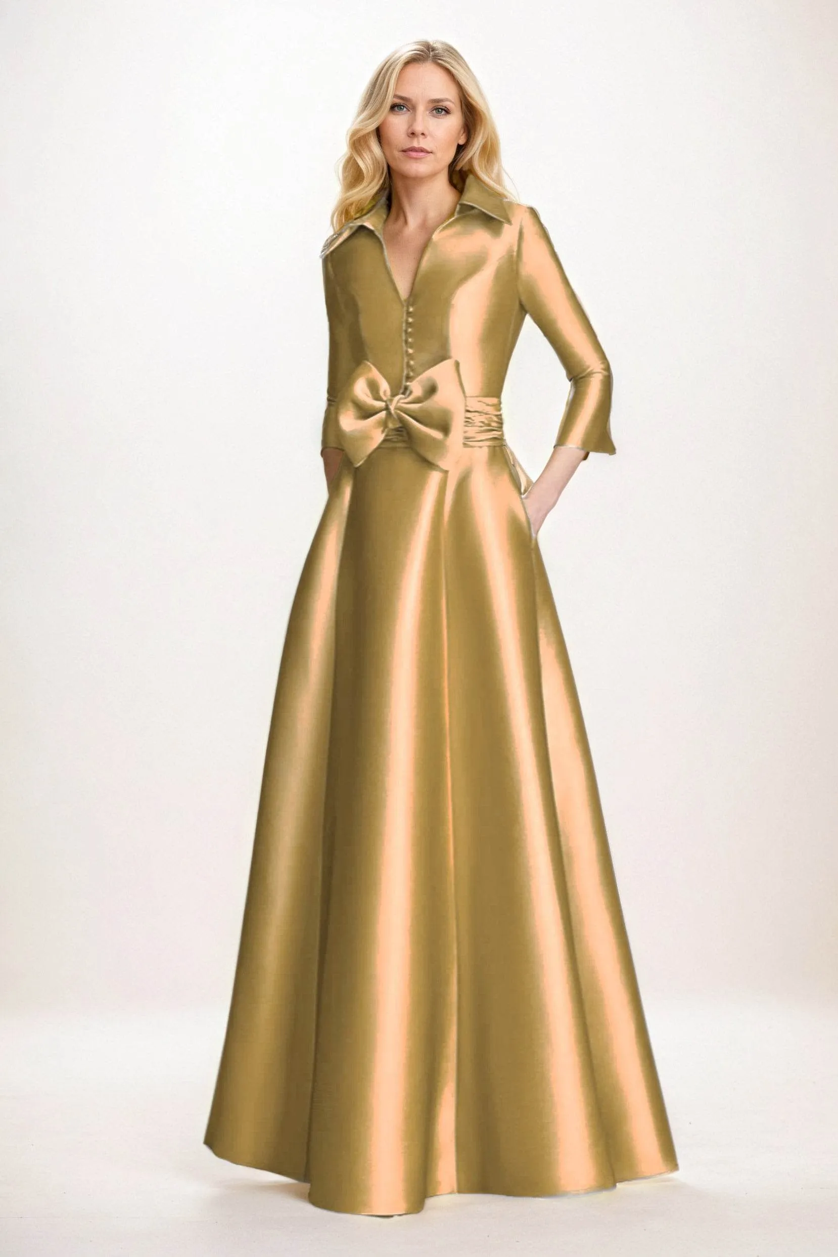 A-Line Maxi Satin Mother of the Bride Dresses CM0402 sold by Cocomelody product image thumbnail 3