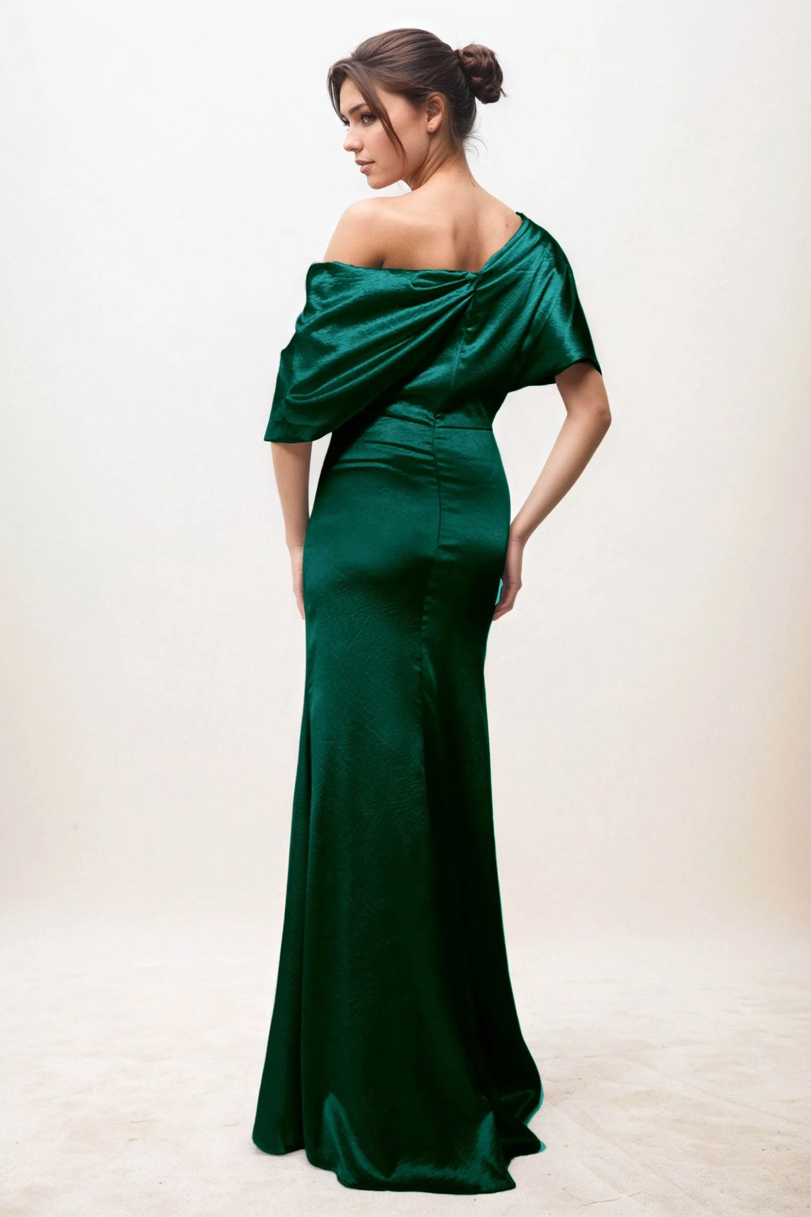 Trumpet-Mermaid Maxi Luxe Satin Wedding Guest Dress CG0300 sold by Cocomelody product image thumbnail 2