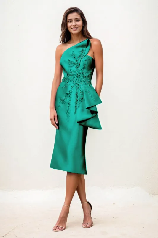 Sheath-Column Midi Satin Wedding Guest Dress CG0292 sold by Cocomelody