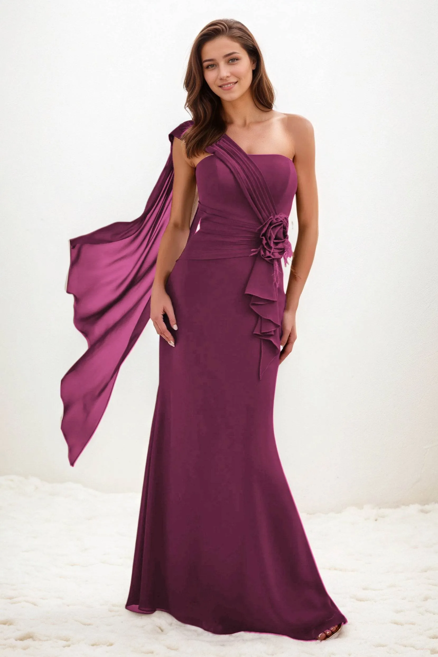 Trumpet-Mermaid Maxi Chiffon Wedding Guest Dress CG0289 sold by Cocomelody