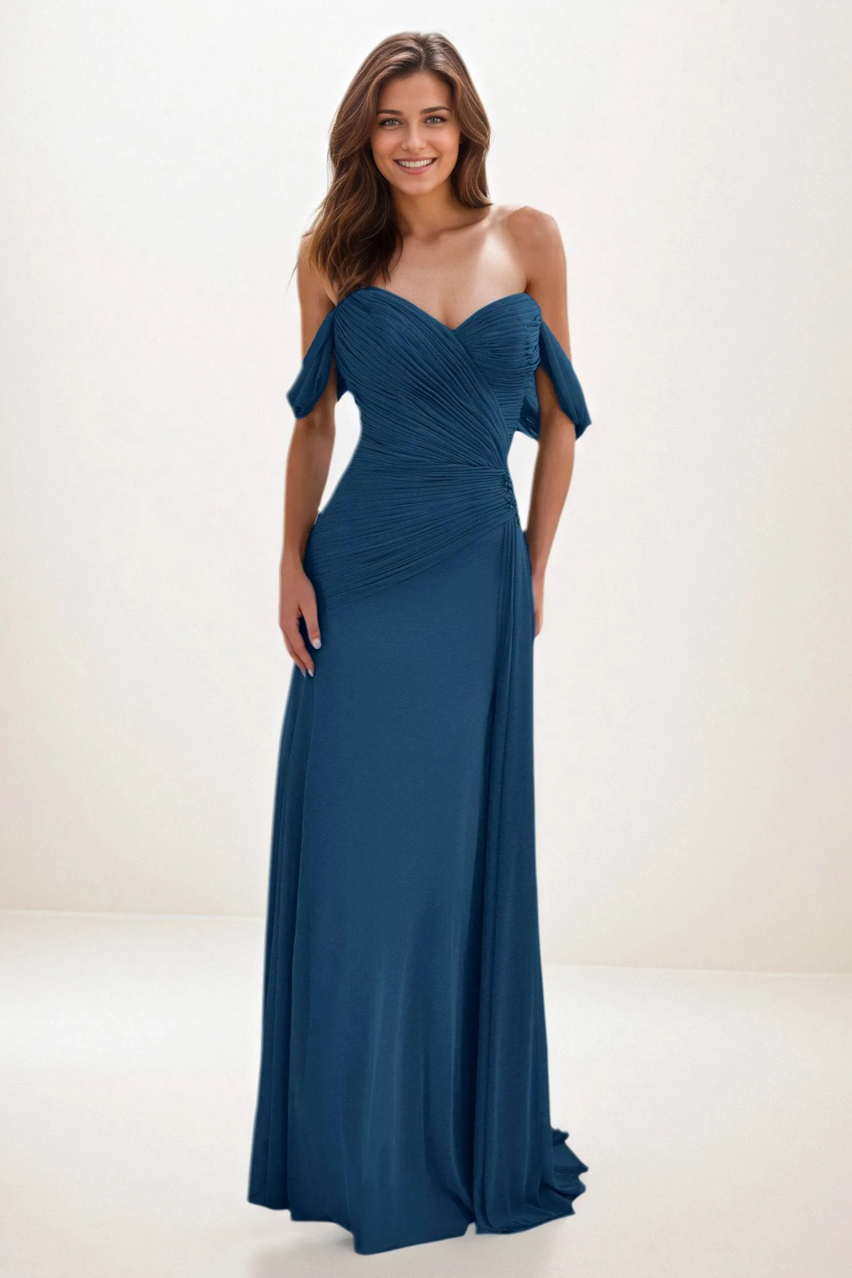 Sheath-Column Maxi Chiffon Wedding Guest Dress CG0288 sold by Cocomelody