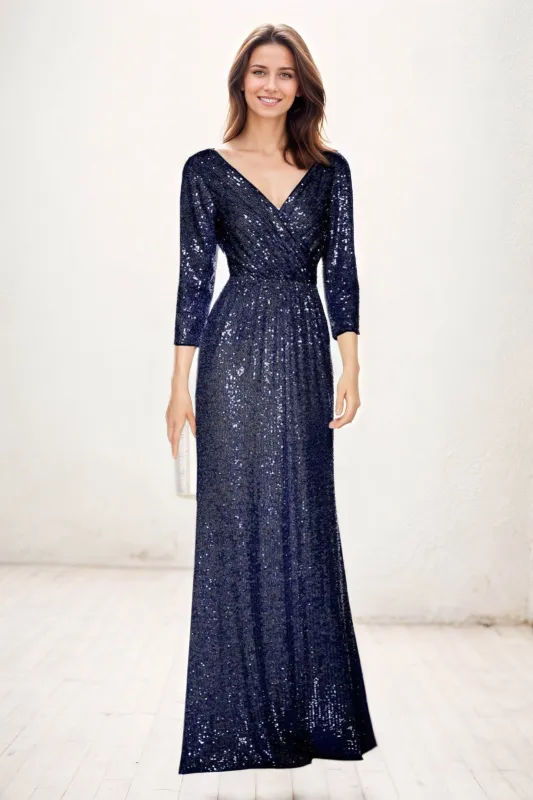 Sheath-Column Maxi Sequined Wedding Guest Dress CG0285 sold by Cocomelody