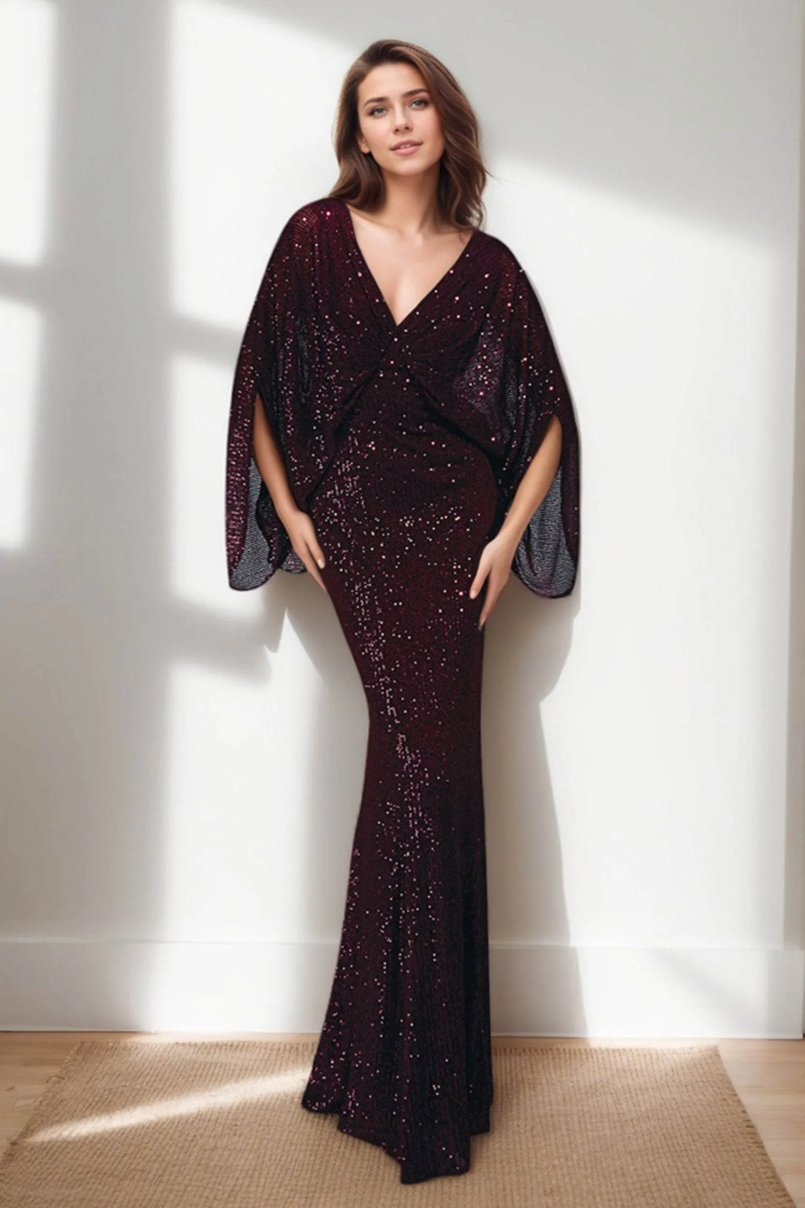Sheath-Column Maxi Sequined Wedding Guest Dress CG0284 sold by Cocomelody product image thumbnail 3