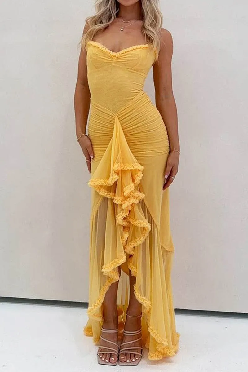 Trumpet-Mermaid High-Low Tulle Semi Formal Wedding guest dresses 833386514721 sold by Cocomelody