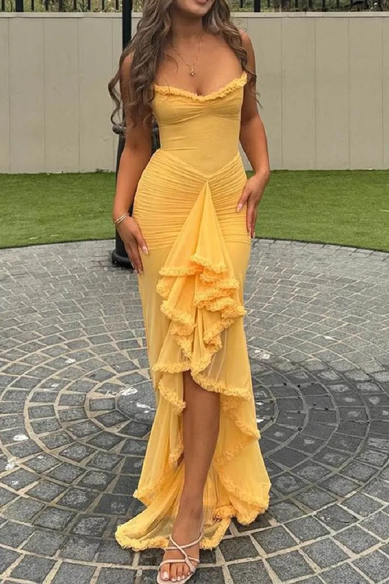 Trumpet-Mermaid High-Low Tulle Semi Formal Wedding guest dresses 833386514721 sold by Cocomelody product image thumbnail 5