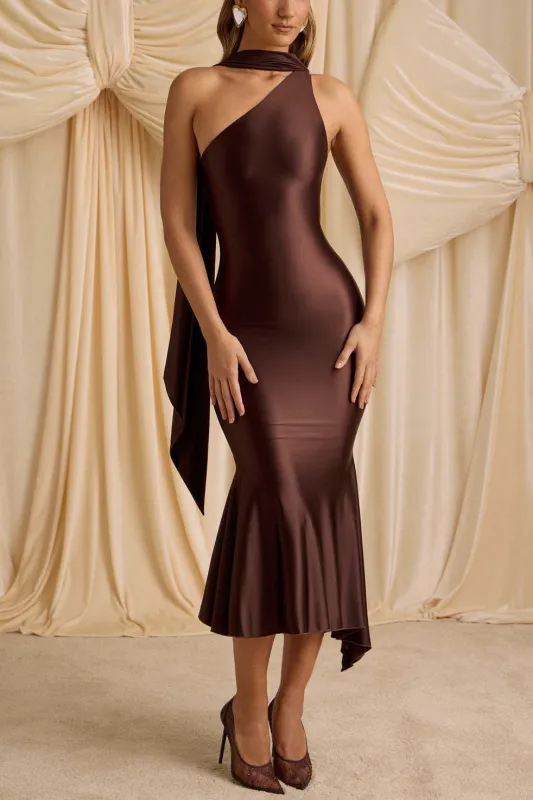 Asymmetry Midi Knitted Semi Formal Wedding Guest Dresses 873559175310 sold by Cocomelody