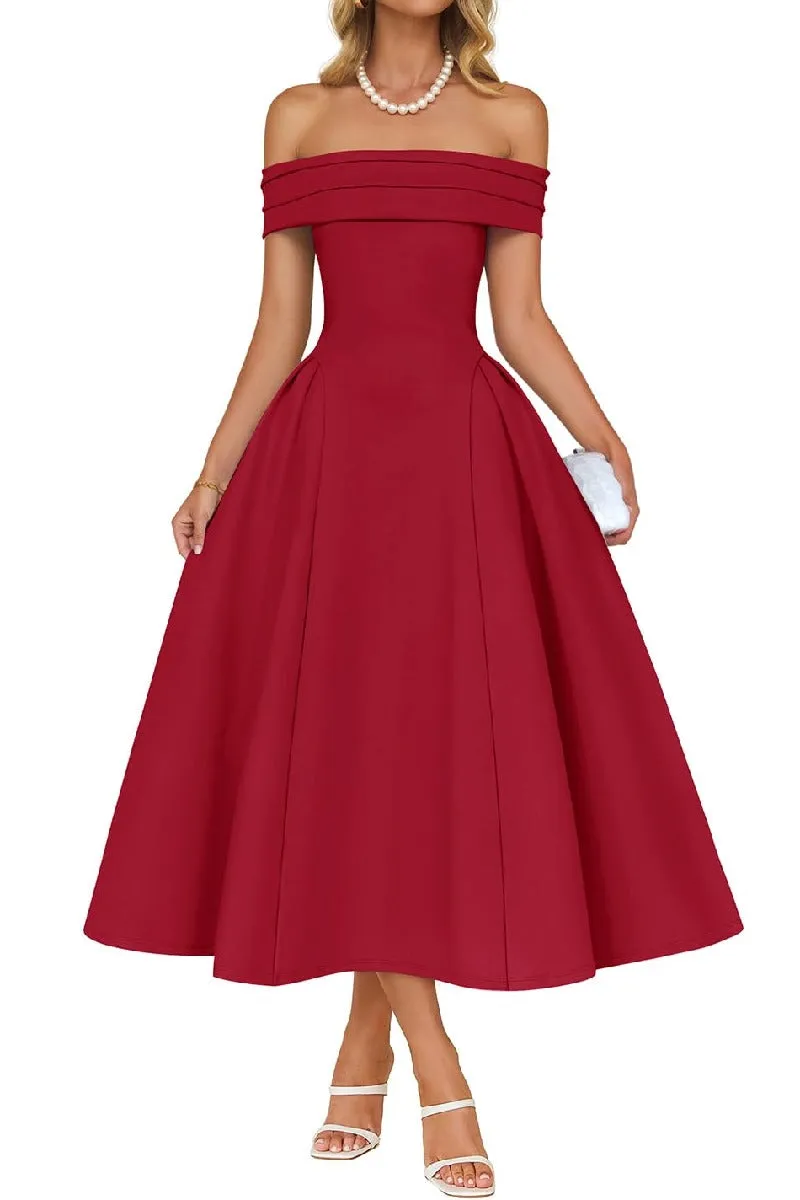 A-Line Tea Length Satin Formal Wedding Guest Dresses B0DS8NJRR3 sold by Cocomelody