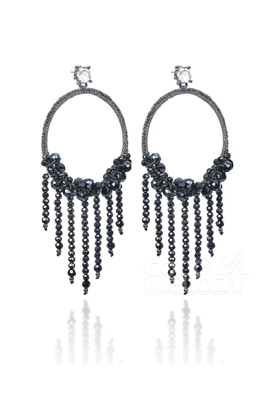 Romantic Alloy Wedding Earrings with Crystals HG18008 sold by Cocomelody