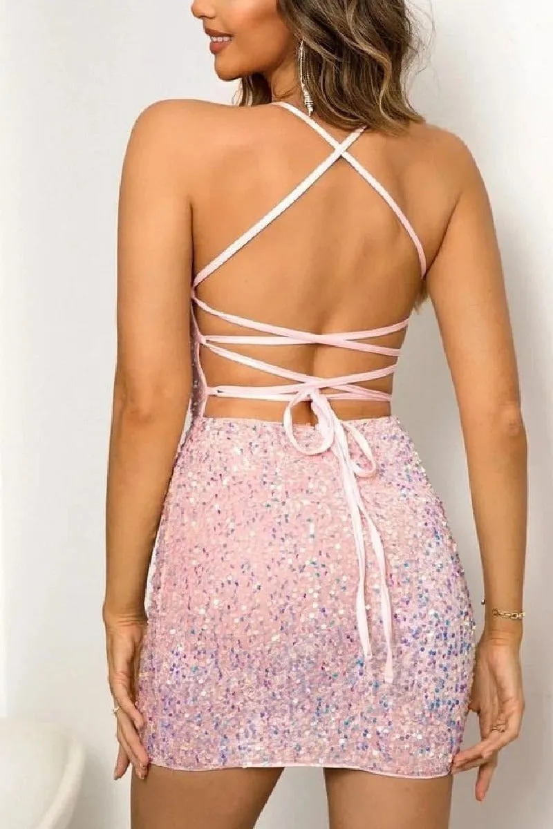 Sheath-Column Mini Sequined Cocktail Wedding Guest Dresses 773925802419 sold by Cocomelody product image thumbnail 2