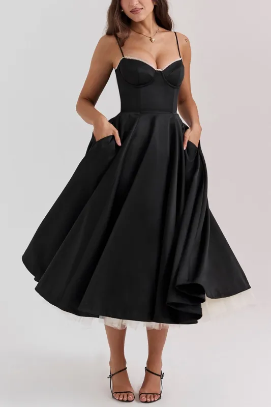 A-line Midi Satin Formal Evening Dresses 803510185058 sold by Cocomelody